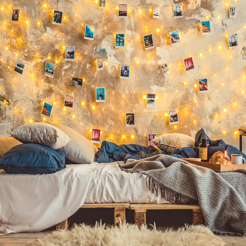 Warm White LED String Lights 70 Ft Waterproof and Connectable for Indoor and Outdoor Holiday Decor creating cozy room glow