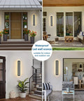 Totally Sleek Modern Outdoor Wall Light With 24W LED At 3000K Warm White, Black Exterior Sconce in various home settings