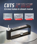 BRUNNWEST adjustable sheet metal hole cutter with 4 extra bits, side view
