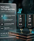 Wireless Tattoo Pen Kit For Beginners dual 1200mAh batteries shown with performance specifications