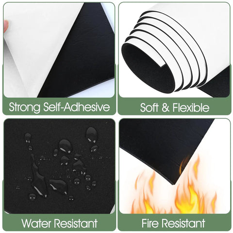 Heavy Duty Neoprene Foam Sheet With Reliable Grip Backing 1/4 Inch Thick 12 By 59 Inches showing self-adhesive and flexible qualities.