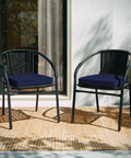 Outdoor Cushions For Patio Furniture Set Of 4 19 By 19 By 3 Inch Thick Waterproof And UV Resistant Navy Blue Chair Cushions