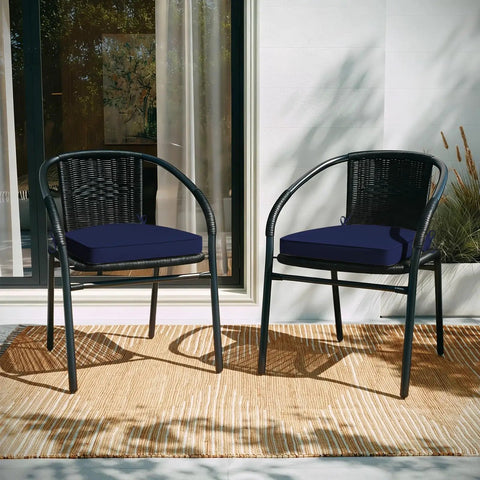Outdoor Cushions For Patio Furniture Set Of 4 19 By 19 By 3 Inch Thick Waterproof And UV Resistant Navy Blue Chair Cushions