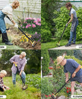 People using Stainless Steel Stirrup Weeder Hoe With Sharp Push Pull Blade in garden, lawn, farm, and flower bed.