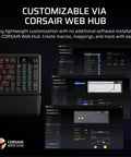 Customizable via Corsair Web Hub showing Goated 96 Percent Wireless Mechanical Gaming Keyboard With Compact Tkl Body Full Color Lcd Screen.