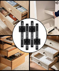 4 Pack Pocket Door Slide System Kit Black For Hidden Cabinets And Pantry Doors With 14 Inch Rails Includes Stainless Clip Hinges Bearings Magnetic Door Catches And Gloves No Fuss DIY Install And Smooth Glide shown with kitchen drawers and cabinet applications
