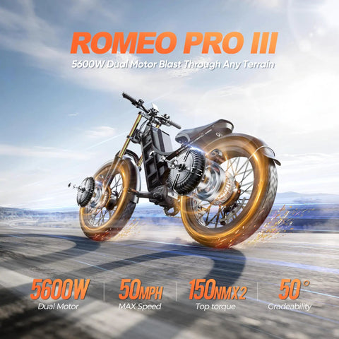 Tough Fat Tire Electric Bike Boasting 5600W Dual Motors And A Beefy 80Ah Battery for rugged terrain with dual motor and fat tires.