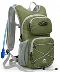 Forest green 2L Hydration Pack With Zipper Phone Pocket On Shoulder Strap for cycling, running, day hikes, lightweight daypack.