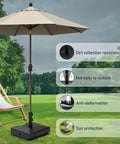 Beefy Outdoor Umbrella Base With Wheels And Handle For Easy To Move 120 Lb Capacity Rust Resistant And Windproof Stays Solid On Grass