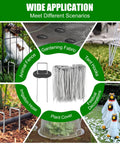 Heavy Duty 6 Inch Garden Staples, 11 Gauge, 25 Pack, shown securing various outdoor materials and scenarios.