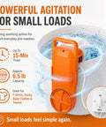 Portable Bucket Washing Machine With Dual Direction Spin Scrub For 5 Gallon Buckets, compact design with timer, washing clothes in action.