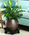 6 Pack Heavy Duty Plant Caddies With Wheels, Smooth Rolling Plant Dollies For Indoor Outdoor Potted Plants, Sturdy Black Plastic Saucers With Glide Casters, Straight Up Elevate Your Space with potted plant.