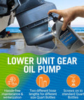 Lower Unit Gear Oil Pump For Boats Quart Bottle Lube Transfer Marine Transmission Fluid Rear Differential Service Winterizing Kit With Two Hoses No Mess Spill Free Operation Easy To Use