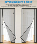 Side Opening Magnetic Screen Door Fits 32x80 Doors, Screen Size 34x81, Reversible installation options demonstrated