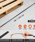 54 Inch Flexible Pallet Strap Feeder Stick For PE Guide Strapping, Quick Threading Tool With Extended Handle, Streamlines Packing, Reduces Bending, 2 Pack shown feeding under a pallet