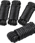 Four Pack Boat Dock Lines 3/8 Inch By 15 Feet Nylon Double Braided Rope With 12 Inch Loop Heavy Duty Ready To Use Spliced Ends
