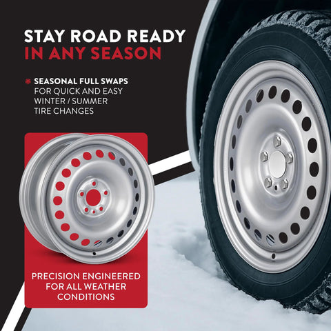 16 Inch Painted Silver Rim For Promaster City 2015-2022 OE Direct Replacement Wheel in snowy conditions