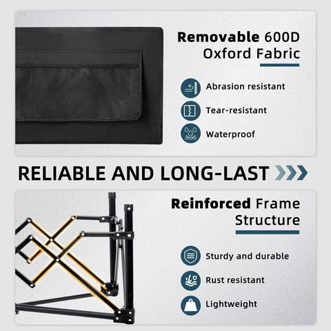 Close-up of material features for Collapsible Wagon Cart Foldable 150L Capacity And 360Lbs Load Portable Wagon, showing fabric and frame.