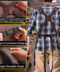 Mens Heavy Duty Canvas Shop Apron With Nine Deep Tool Pockets Water And Oil Resistant Pro Workhorse Gear Built Like A Tank For Woodworking And All Day Shop Tasks, adjustable leather straps.