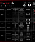 Specs chart for Ceramic Bearings Bottom Bracket for 24mm Cranks, Threaded BSA ITA 68 or 73mm Shell, Road and MTB Hollowtech II Ready.
