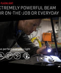 Man using P7R Signature Aluminum Beast Flashlight With 1000 Lumens Beam 210 Meter Range IPX4 Water Resistant Non UV LED Smart Light Modes
