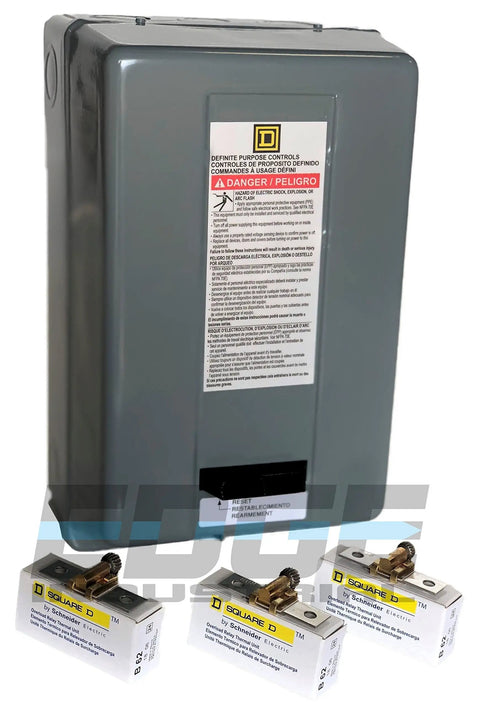 Magnetic Motor Starter Control For Air Compressors, 5HP 20A, 208 230V 3-Phase, Thermal Overloads Included, NEMA 1 Enclosure
