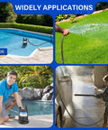 One Third HP Submersible Water Pump 2160 GPH Portable Sump Pump in various applications including pool and garden use.
