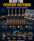 Heavy-Duty Auto Rivet Nut Tool Kit M3-M8 With Interchangeable Heads And Adapters In Carbon Steel For Quick Pro-Grade Fastening On Cars And DIY Projects. Kit with M3-M8 heads, rivet nuts, and storage case