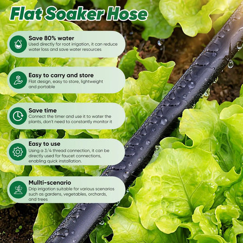 Soaker Hose 50 Ft Half Inch Linkable Garden Drip Irrigation System with no fuss setup and leakproof design in a garden bed