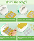 4-step guide showing how to use Dope 14 Piece Flower Leaves Metal Cutting Dies Set With 14 Styles for crafting and scrapbooking