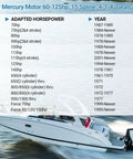 Boat on water with text overlay; Mercury Outboard Propeller Upgrade Aluminum 13 And A Quarter By 17 15 Spline Tooth Right Hand