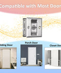 Slick Brushed Nickel Pocket Sliding Door Lock And Privacy Pull Handle With Reversible Latch Hardware Kit For Smooth Glide And No Sweat Setup On Interior Doors Sized One Three Eighths Inch Thick showcased with sliding, porch, and closet door compatibility.