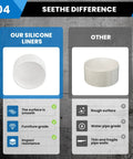 Comparison of our silicone liners and others; features smooth surface, furniture grade, impact resistance; water pipe grade alternative.