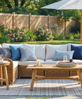 Outdoor Lumbar Pillow Set Of 2 20x12 Inches With Waterproof Inserts In Royal Blue, Fade Resistant Canvas Polyester PU Coated Covers For Patio
