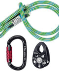 Slack Tending Pulley Kit For Doubled Rope Climbing DDRT System with friction hitch, 24kN oval carabiner, 30kN swing micro pulley