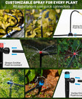 Customizable spray system of 100Ft Drip Irrigation Kit With 3 Adjustable Emitters For Mist, Stream And Vortex Watering