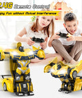 Kids playing with Dope Transform RC Car for Kids 3 to 8, 2.4GHz Remote, One Button Transform From Race Car to Robot, 360 Spin