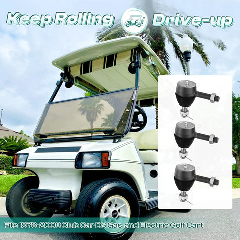 Three Piece Ball Joint Kit And Tie Rod End Set With Grease Fittings For DS Golf Carts 1976 To 2008 Replacement Steering And Suspension Parts, Heavy Duty Precision Fit, Easy Install, Durable Metal Build on Club Car DS golf cart