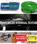 3-Inch By 100-Foot Heavy-Duty Reinforced PVC Lay-Flat Discharge And Backwash Hose, 8 Bar, Green, Includes Two Clamps