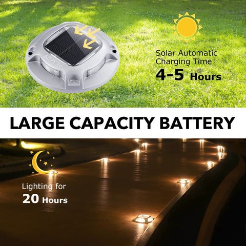 8 Pack Solar Driveway Lights Outdoor With Dual Color Modes Warm White And Cool White Waterproof LED Marker Lights