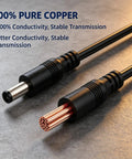 Big Rig 12V Male To Male Power Lead Featuring 5.5X2.1Mm Tips Hooked Up To 18AWG Pure Copper Wire for stable transmission.