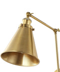 Swing Arm Wall Lamp In Warm Brass Gold Finish With Up And Down Lighting Adjustable Metal Shade For Bedroom Nightstand Reading Hardwired
