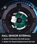 External hall sensor of 72V 5000W Brushless DC Motor For Go Karts Dirt Bikes And Electric Rides Peak 10KW 6900 RPM Copper Core Mid Drive Upgrade Kit Razor Compatible Motorcycle And More High Efficiency Power