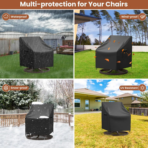 Heavy Duty Outdoor Patio Chair Covers 2 Pack For Swivel Lounge And Rocking Chairs Waterproof Black Fits 30W X 34D X 38.5H outdoor scene