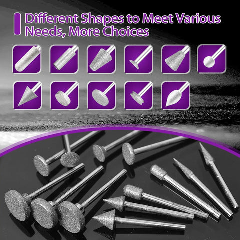 Pro Grade Stone Carving Set With Diamond Grinding Bits For Dremel And Other Rotary Tools, 52 Piece Polishing Kit Includes Multiple Shapes For Engraving