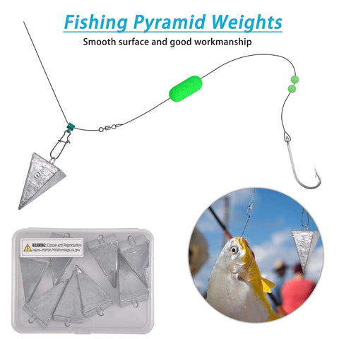 Saltwater Pyramid Sinkers For Surf And Pier Fishing Durable Triangular Weights That Hold In Sand And Strong Currents