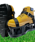 Lawn Aerator Shoes With No Fuss Self Leveling Spikes And Spring System 3 Inch Ground Stakes for garden soil loosening