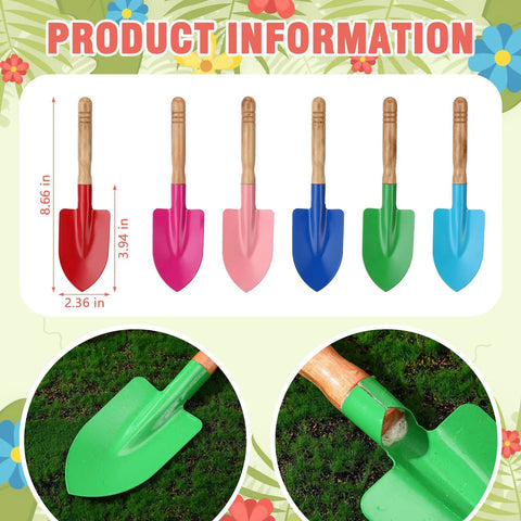 30 Piece Mini Garden Shovel Set Colorful Metal Tools With Wooden Handles For Planting Digging Beach Shovels And Soil Work Great For Kids And Gardeners