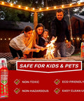 Family using the Real Deal Compact Fire Extinguishing Spray for Home And Vehicle Covers Ten Flame Types With Zero Sweat One Hand Operation.
