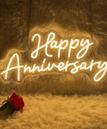 Hot Pink Bride To Be Neon Sign LED Light For Weddings And Engagements, Large 23.2x8 Inch Wall Decor showing "Happy Anniversary"